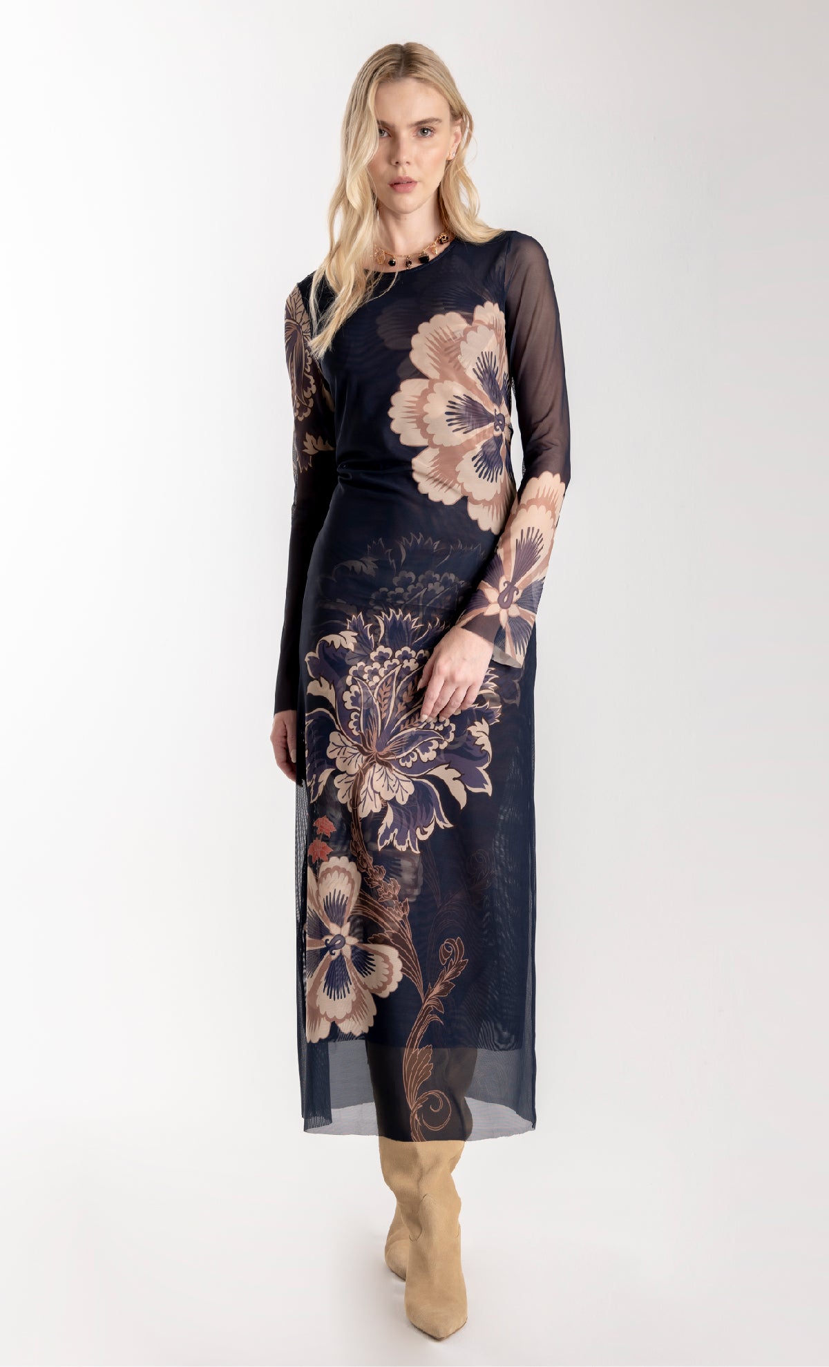 Vestido midi para mujer Midnight Arabesque